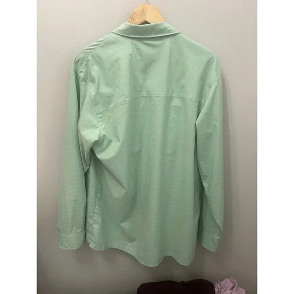 World Wide Sportsman L/S Fishing Shirt Green Vented Snap Button Bass Pro Large - Picture 4 of 4